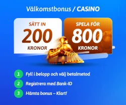 Hämta 300% bonus upp till 600 kr + 50 freespins